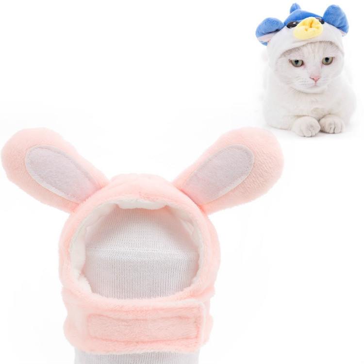 Soft Cat Headgear Cat Dog Cross Dress Pet Hat, Size: S(Pink Rabbit)