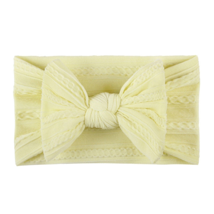 Soft Jacquard Nylon Children Headwear Baby Bow Headband(Beige)