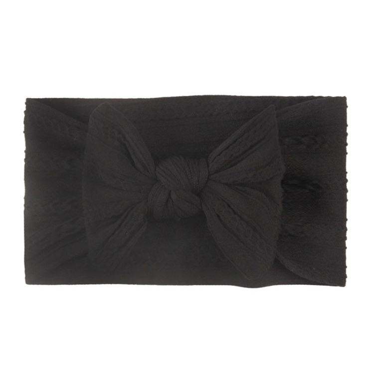 Soft Jacquard Nylon Children Headwear Baby Bow Headband(Black)