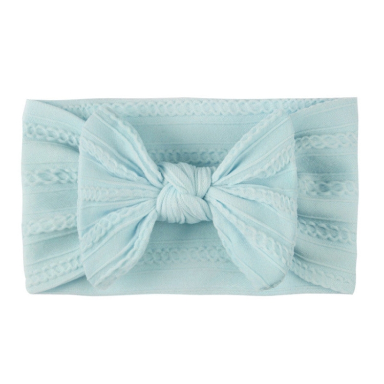 Soft Jacquard Nylon Children Headwear Baby Bow Headband(Blue)
