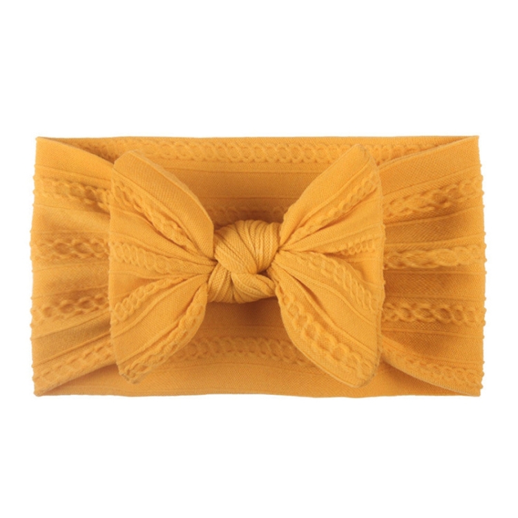 Soft Jacquard Nylon Children Headwear Baby Bow Headband(Earth Yellow)