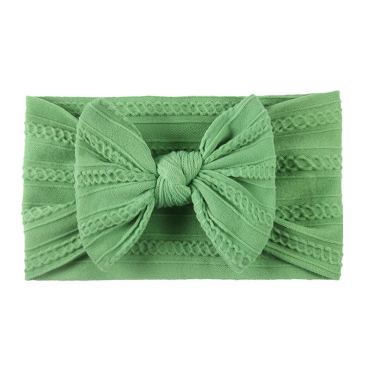 Soft Jacquard Nylon Children Headwear Baby Bow Headband(Green)