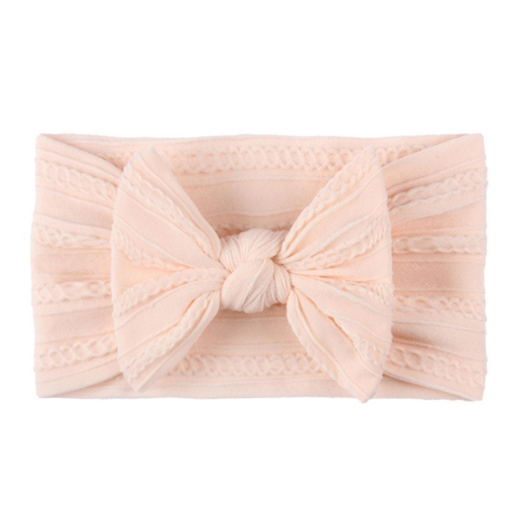 Soft Jacquard Nylon Children Headwear Baby Bow Headband(Meat Pink)