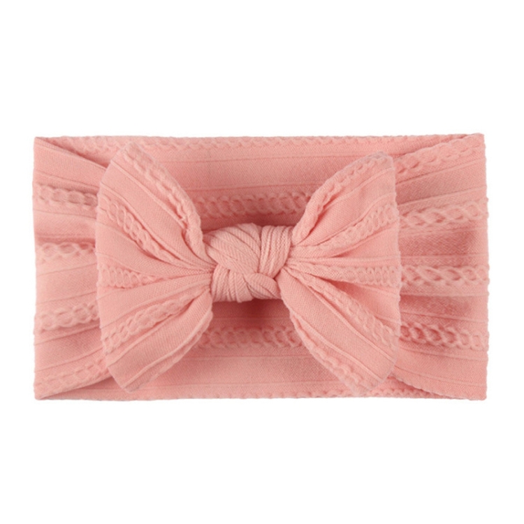 Soft Jacquard Nylon Children Headwear Baby Bow Headband(Pink)