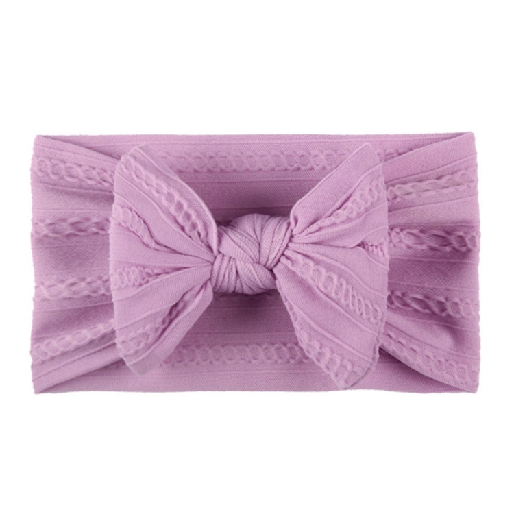 Soft Jacquard Nylon Children Headwear Baby Bow Headband(Purple)