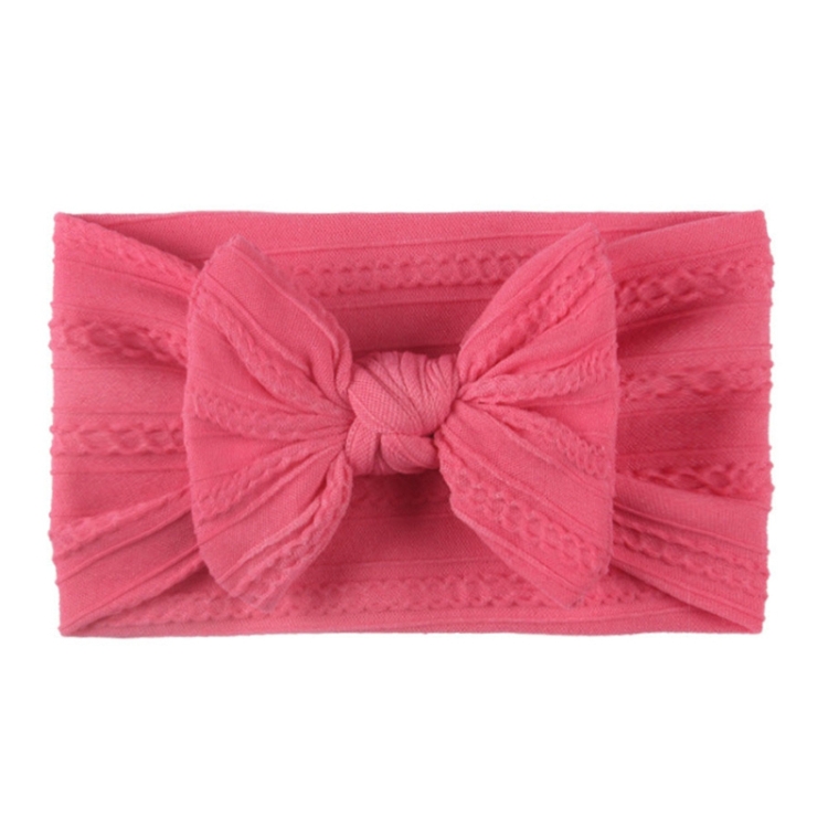 Soft Jacquard Nylon Children Headwear Baby Bow Headband(Rose Red)