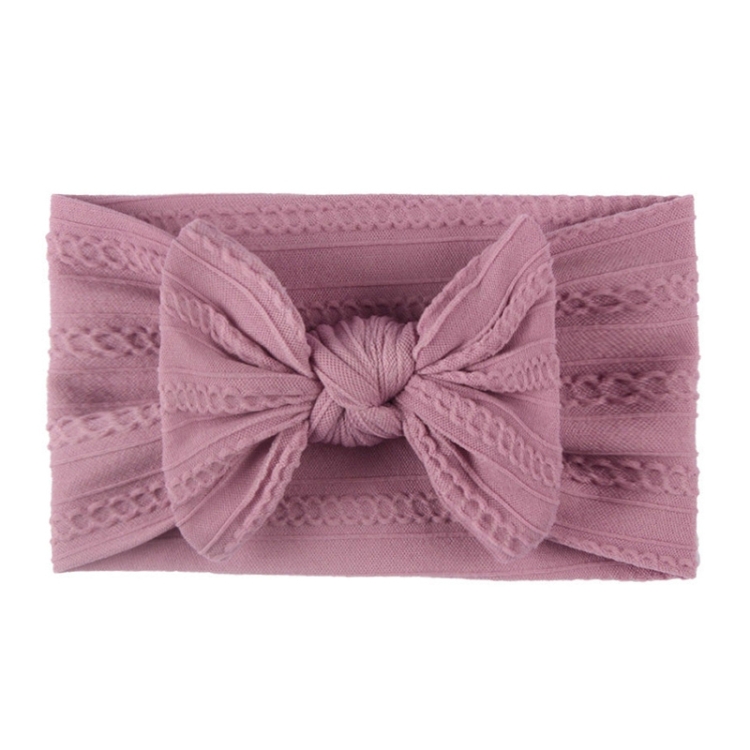 Soft Jacquard Nylon Children Headwear Baby Bow Headband(Taro Purple)