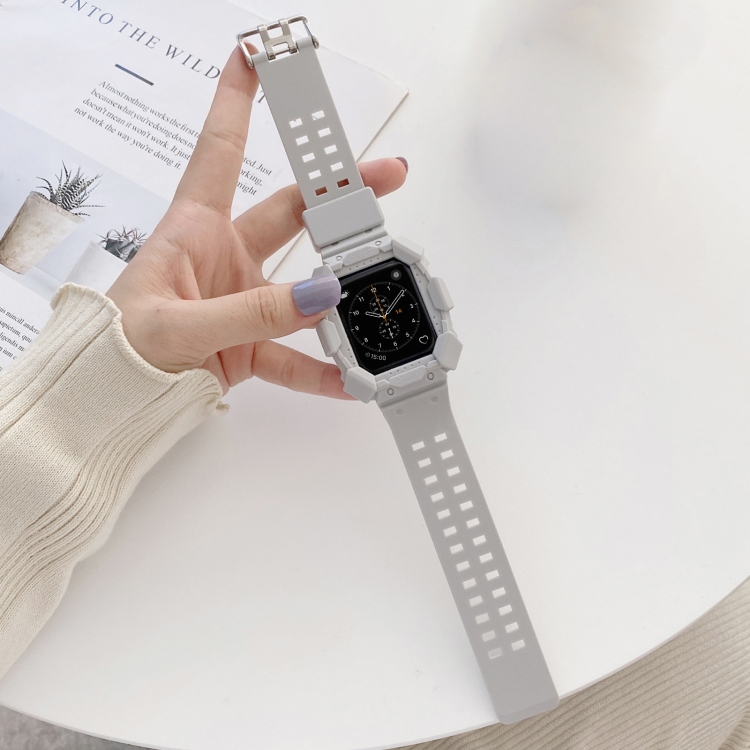 Solid Color Integrated TPU Watch Band For Apple Watch Series 8&7 45mm / SE 2&6&SE&5&4 44mm / 3&2&1 42mm(Grey)