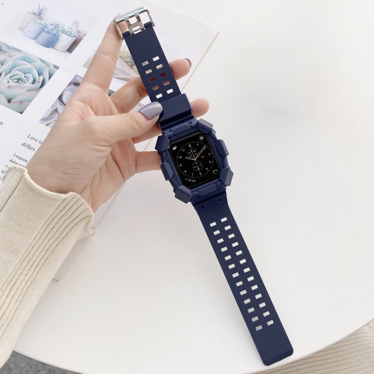 Solid Color Integrated TPU Watch Band For Apple Watch Series 9&8&7 41mm / SE 3&SE 2&6&SE&5&4 40mm / 3&2&1 38mm(Blue)