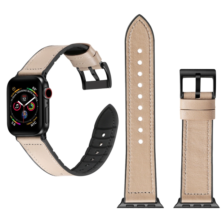 Solid Color TPU + Stainless Steel Watch Band for Apple Watch Series 10 42mm / 9&8&7 41mm / SE 3&SE 2&6&SE&5&4 40mm / 3&2&1 38mm(Grey)