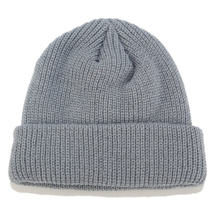 Solid Colors Short Winter Knit Skullcap for Men / Women, Size:M(56-58cm)(Gray)