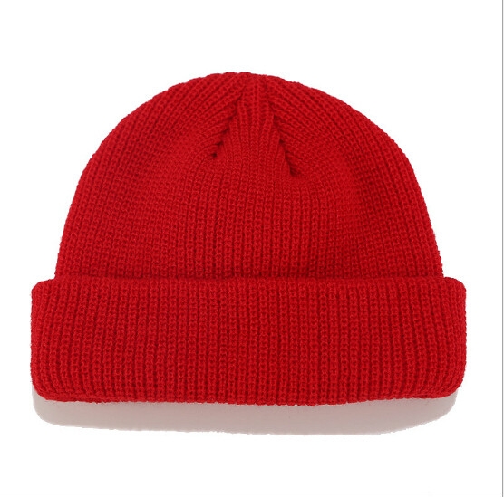 Solid Colors Short Winter Knit Skullcap for Men / Women, Size:M(56-58cm)(Red)