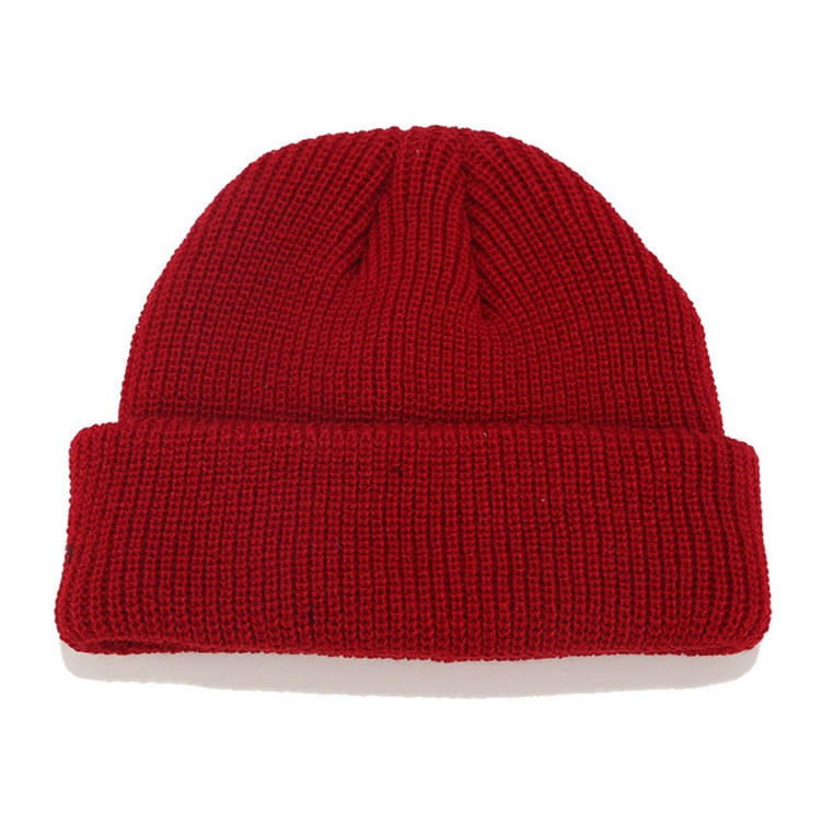 Solid Colors Short Winter Knit Skullcap for Men / Women, Size:M(56-58cm)(Red Wine)