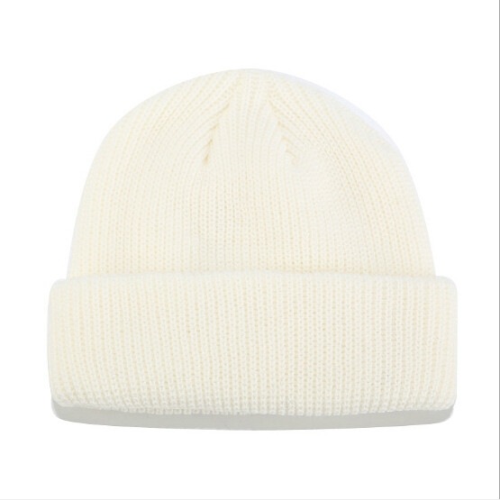 Solid Colors Short Winter Knit Skullcap for Men / Women, Size:M(56-58cm)(White)