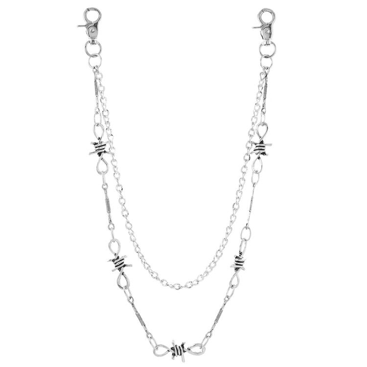 Spiked Chain Belt For Men Women Punk Waist Chain For Rave Concerts, Bold Statement Bag & Pant Chains(Silver)