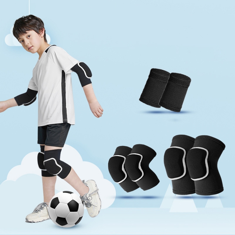 Sponge Children Football Protective Gear Outdoor Sports Equipment, Color: Black 6 In 1(L)