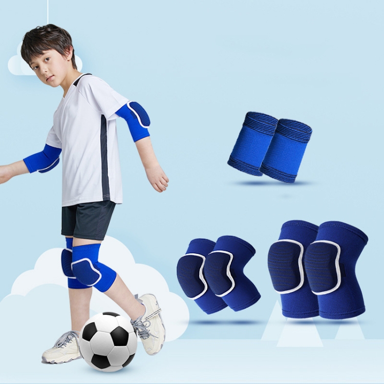 Sponge Children Football Protective Gear Outdoor Sports Equipment, Color: Blue 6 In 1(L)