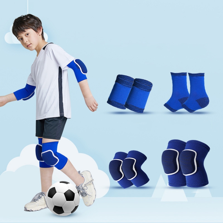 Sponge Children Football Protective Gear Outdoor Sports Equipment, Color: Blue 8 In 1(M)