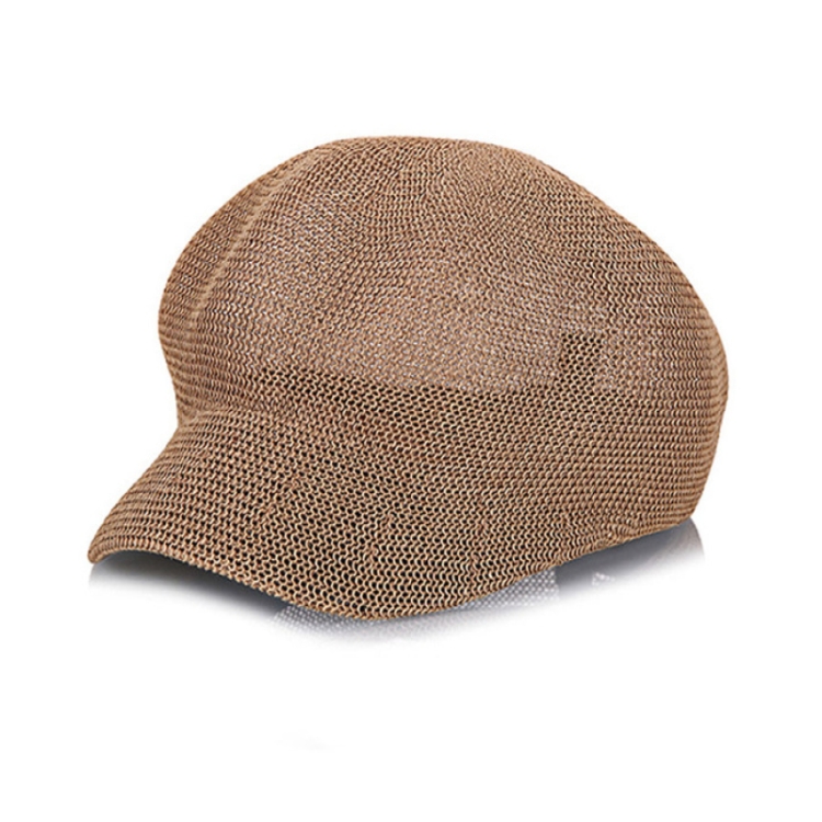 Spring and Summer Korean Version of the New Light Body Solid Color Casual Bump Beret Hat Female Outdoor Fashion Duck Tongue Octagonal Cap(Khaki)