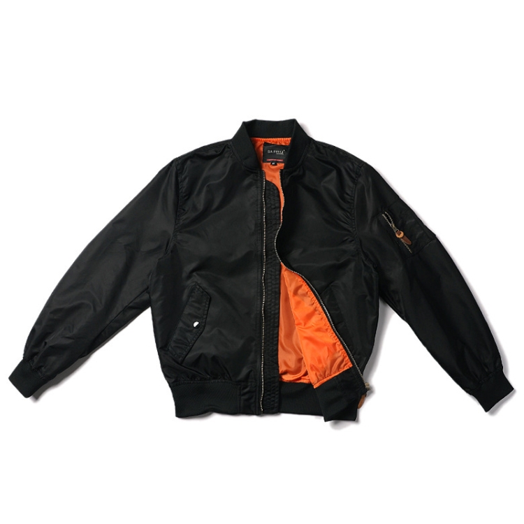 Spring Autumn Thin Man Jacket Loose Nylon Baseball Clothing, Size: L(Black)