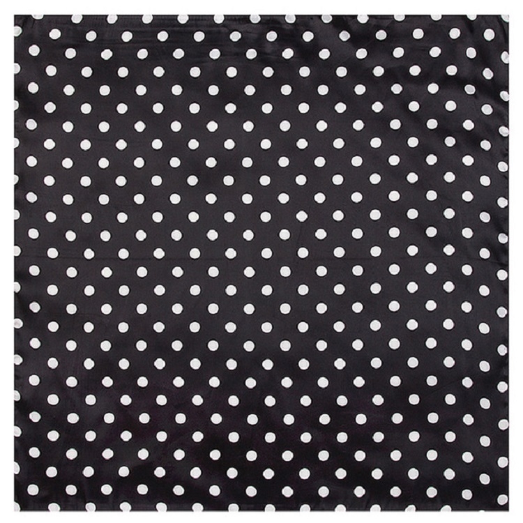 Spring Ladies Dots Pattern Silk ImitationSmall Scarf Square Scarf, Size:60 x 60cm(Black)