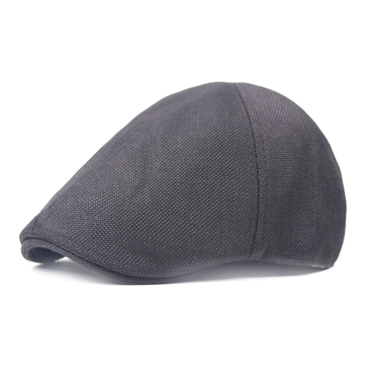 Spring/Summer Burlap Cap Retro Men Forward Beret, Size: M (56-58cm)(Black)