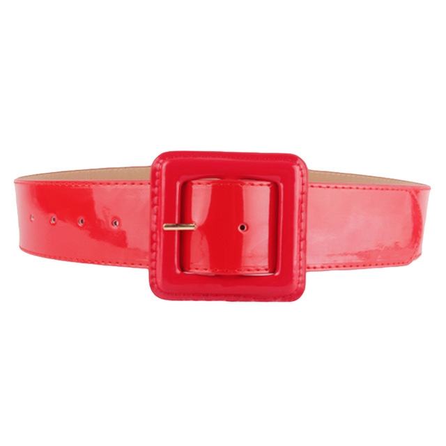 Square Buckle PU Leather Glossy Wide Belt for Women, Size: 1030 x 48cm(Red)