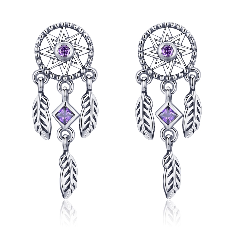 Sterling Silver Long Earrings Inlaid Female Earrings