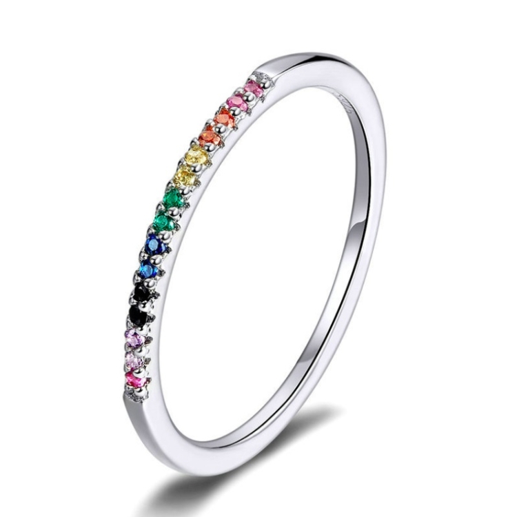 Sterling Silver Ring S925 Colored Zircon Ring, Size:6