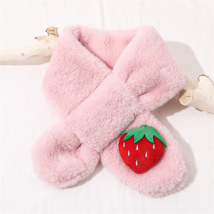 Strawberry+Pink Children Winter Plush Warm Scarf, Size:75 x 10cm