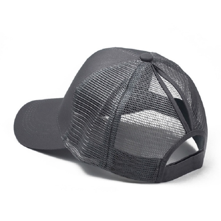 Summer Cotton Mesh Opening Ponytail Hat Sunscreen Baseball Cap, Specification:No Mark(Grey)