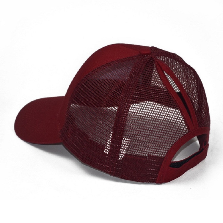 Summer Cotton Mesh Opening Ponytail Hat Sunscreen Baseball Cap, Specification:No Mark(Red Wine)