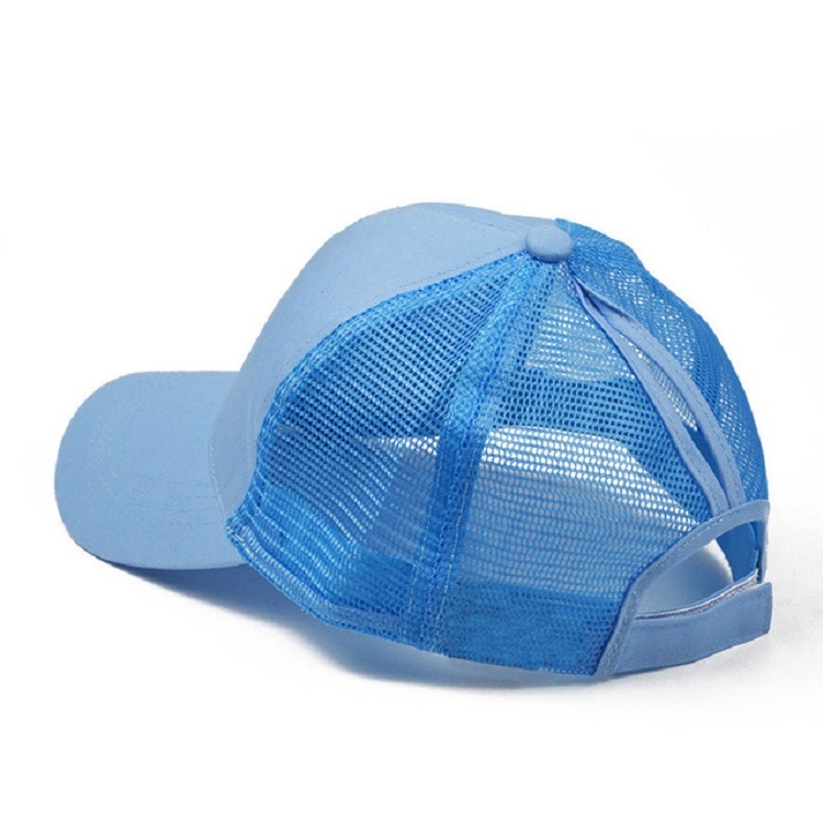 Summer Cotton Mesh Opening Ponytail Hat Sunscreen Baseball Cap, Specification:No Mark(Sky Blue)