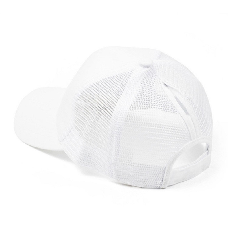 Summer Cotton Mesh Opening Ponytail Hat Sunscreen Baseball Cap, Specification:No Mark(White)
