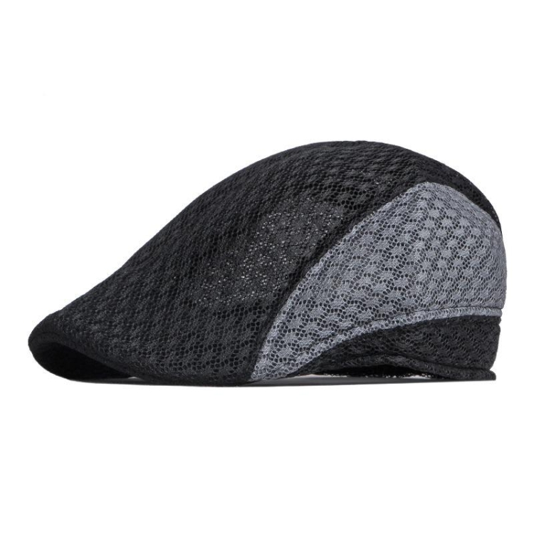 Summer Hollowed Out Mesh Duck Tongue Hat Vintage Beret(Black Gray)