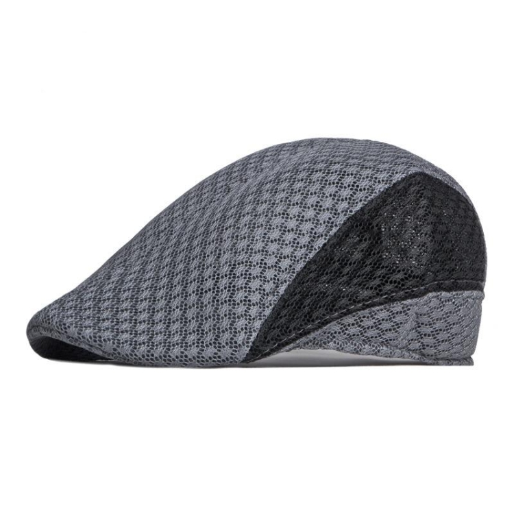 Summer Hollowed Out Mesh Duck Tongue Hat Vintage Beret(Gray Black)