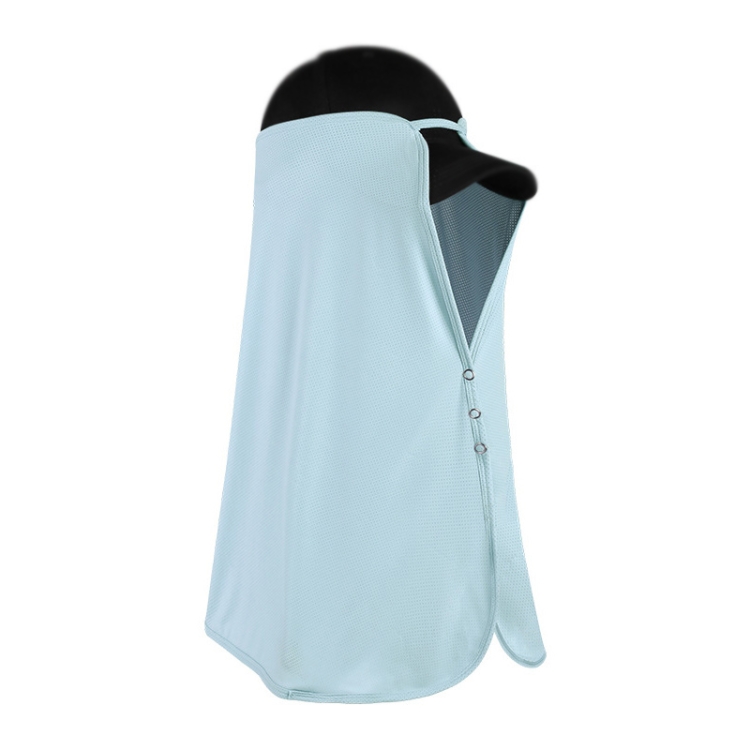 Summer Ice Silk Sunshade Outdoor Hat Curtain Ladies Anti-UV Riding Shawl Headscarf(XTJ49 Crystal Blue)