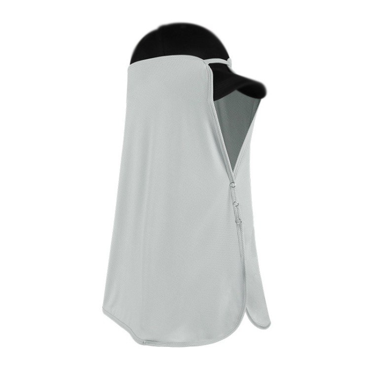 Summer Ice Silk Sunshade Outdoor Hat Curtain Ladies Anti-UV Riding Shawl Headscarf(XTJ49 Space Ash)