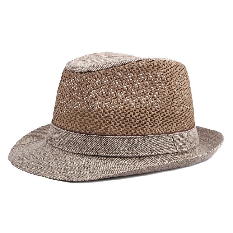 Summer Jazz Hat Mesh Breathable Sunscreen Hat, Size: Large 59-60cm(Dark Khaki)