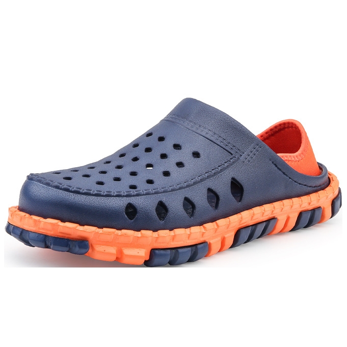 Summer Men Sandals Hollow Slippers Seaside Antiskid Beach Shoes, Size: 40(Blue+Orange)