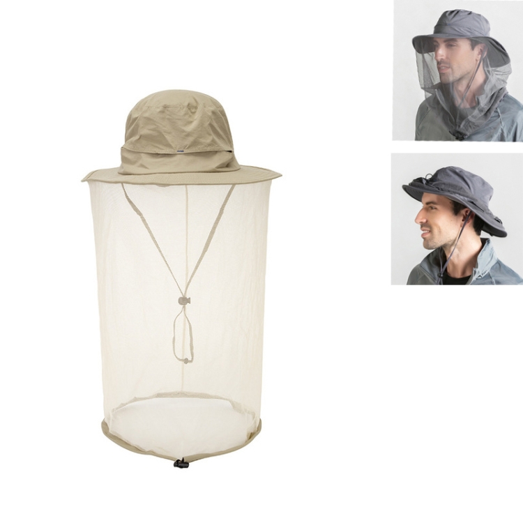 Summer Outdoor Sports Anti-mosquito Net Sun Hat Fisherman Hat, Size:L(Cream Color)