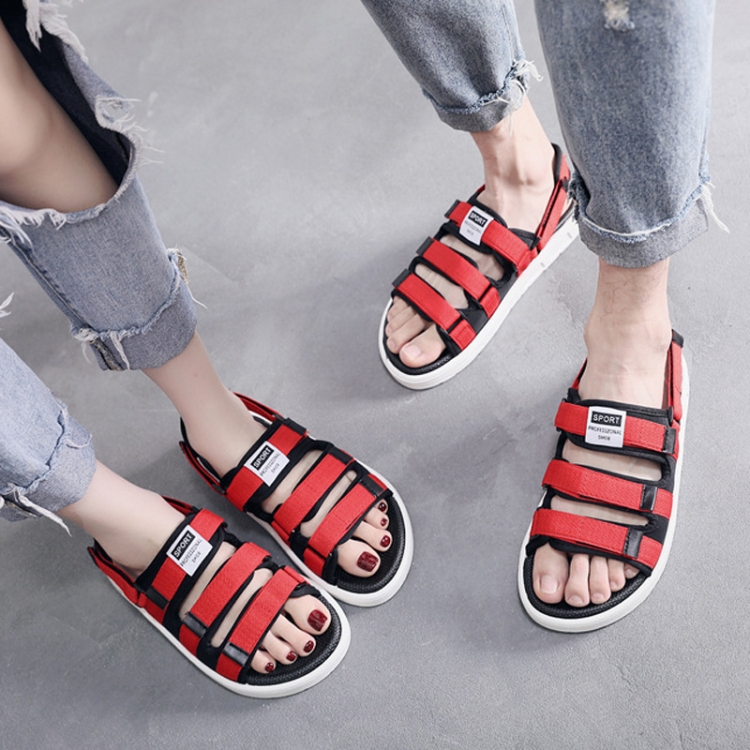 Summer Slippers Dual-purpose Beach Shoes Men Sandals, Size: 45(Red+White)