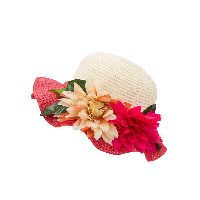Sun Hats Summer Hats Flower Large Eaves Straw Beach Cap Straw Hat(rose Red)