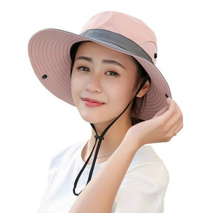 SunShad 112221 Foldable Wide-brimmed Breathable Summer Sunscreen Fisherman Hat for Men / Women, Size: 55-57cm(Pink)