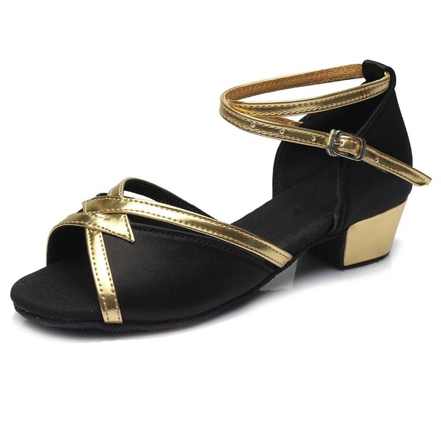 Tango Salsa Latin Low Heel Soft Bottom Dance Shoes for Girls & Women, Shoe Size:35(Black)