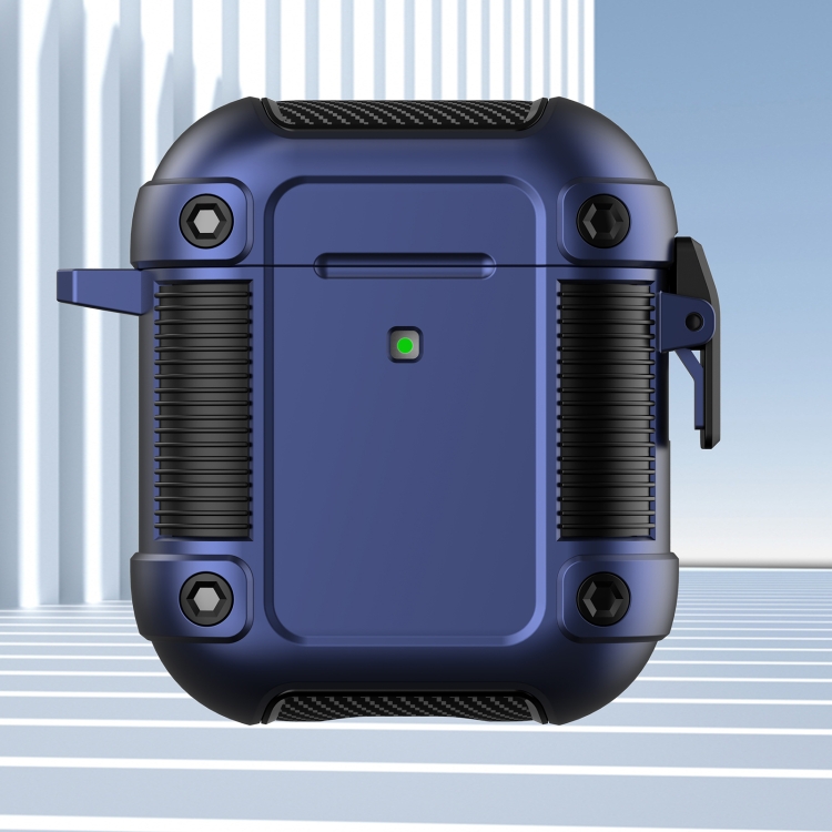 Tank TPU+PC Wireless Earphone Protective Case For AirPods 2(Blue)