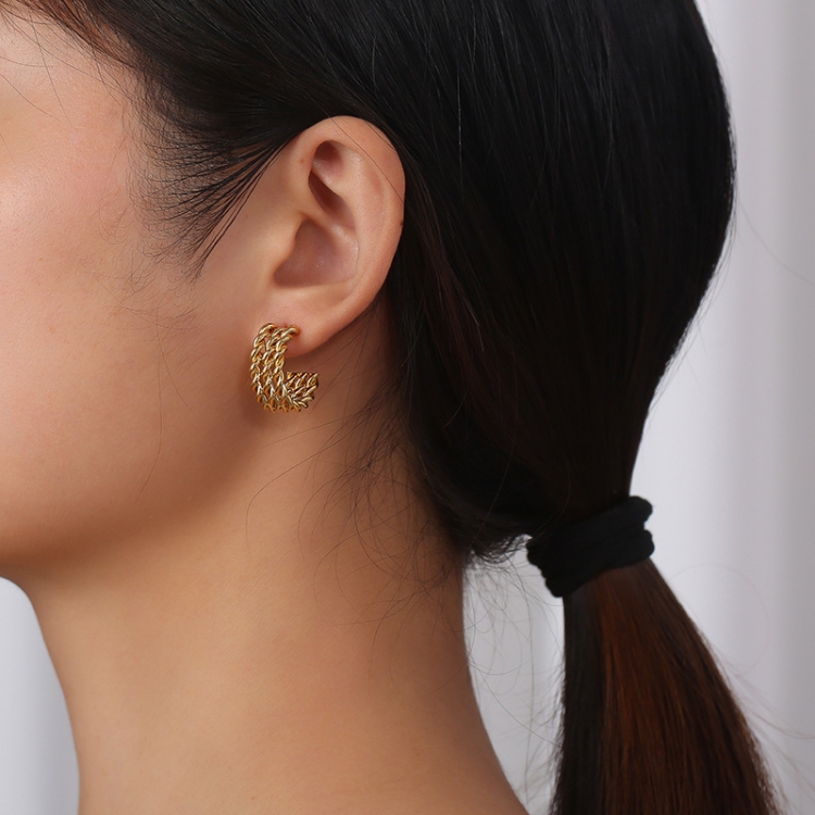 Temperament Ladies Light Luxury Pearl Double Layer Earrings Diamond Earrings, Specification:EH0755
