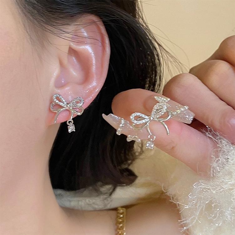 Temperament Ladies Light Luxury Pearl Double Layer Earrings Diamond Earrings, Specification:EH1560