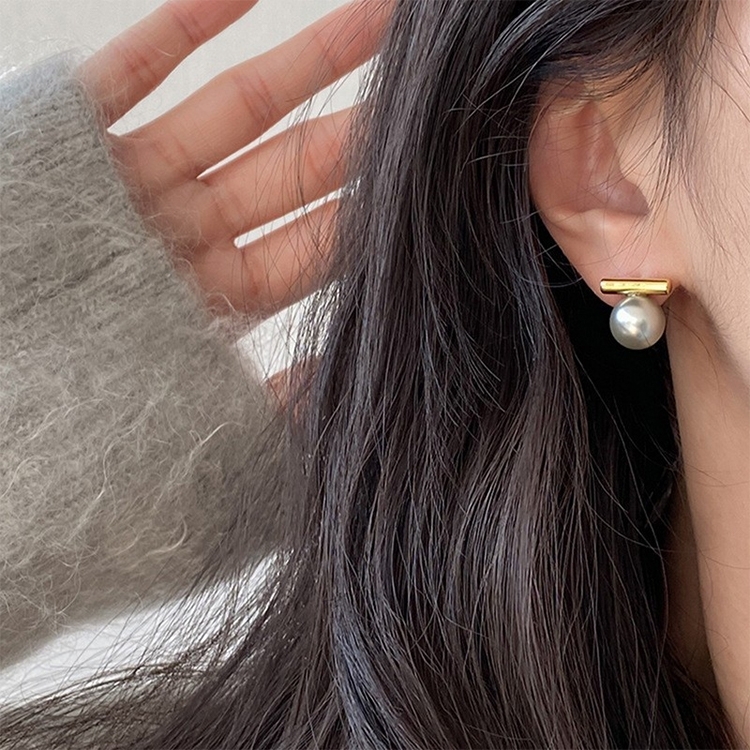 Temperament Ladies Light Luxury Pearl Double Layer Earrings Diamond Earrings, Specification:EH1662