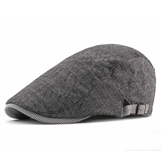 Thin Retro British Style Adjustable Shade Cotton Linen Beret(Black)